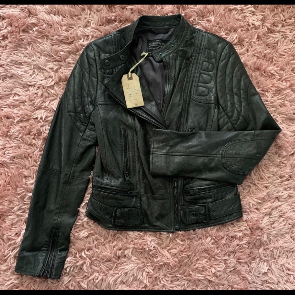 New All Saints Martell Leather Biker Jacket size 6